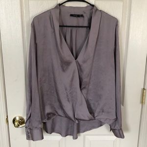 Long Sleeve Satin Blouse
